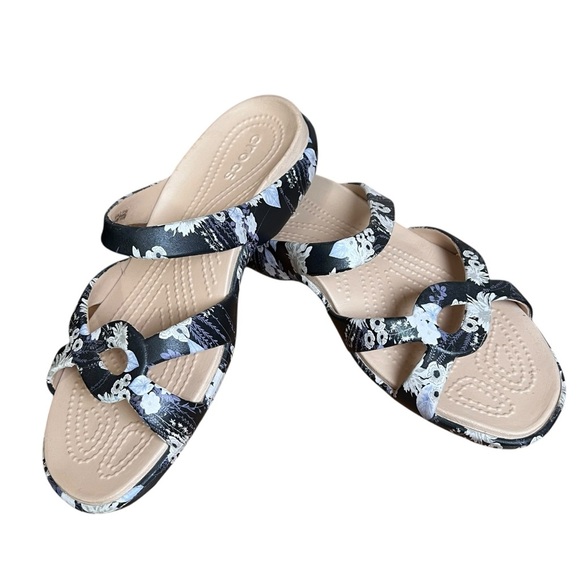 CROCS Sandals Womens Sz 9 Meleen Twist Shoes Floral Rubber Slide Slip On Comfort - Picture 10 of 10